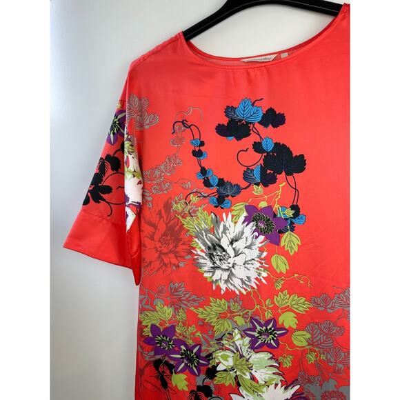 Soft Surroundings Floral Asian Inspired Kimono Drop Shoulder Satin Dress Small - Picture 3 of 14